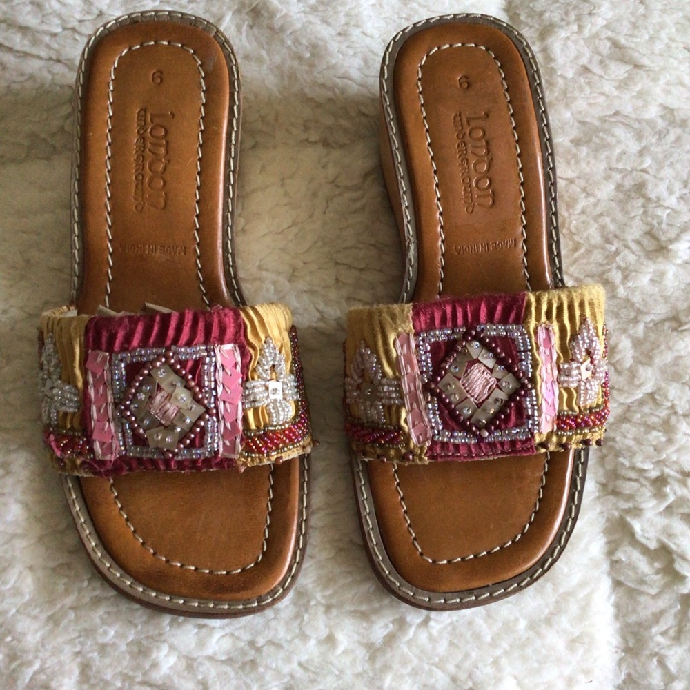 London Underground Wedge Slip On Sandal